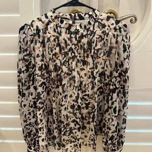 Banana Republic Black and Cream Animal Print Blouse